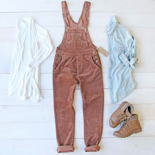 Cozy Corduroy Overalls in Rust: Featured Product Image