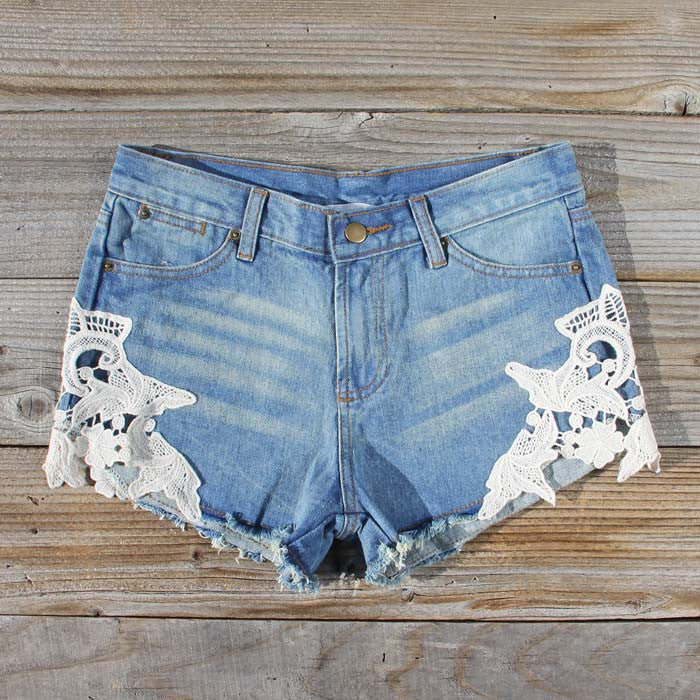 Sale jean shorts with lace sides Shop