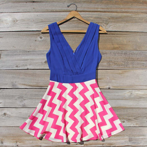 Firecracker Chevron Dress in Blue