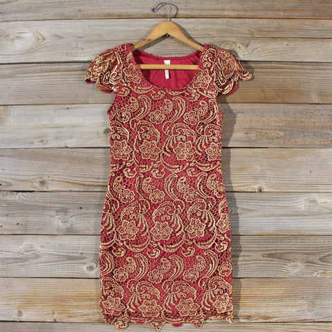 Gilded Autumn Lace Dress