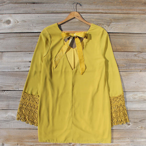 Moon & Feather Dress in Mustard