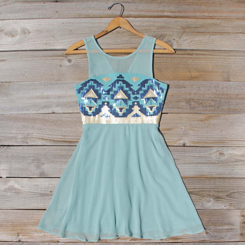 Stone Spell Beaded Dress in Sage