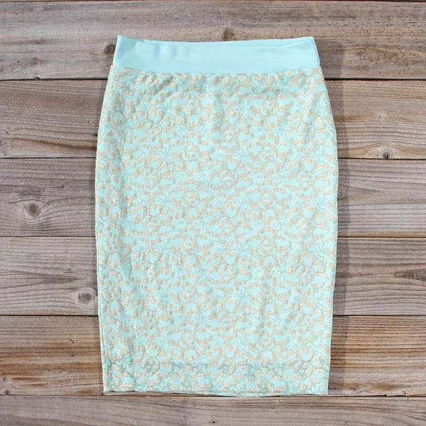 Mint & Lace Pencil Skirt: Featured Product Image