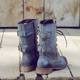 Sweet & Rugged Combat Boots in Brown: Alternate View #3