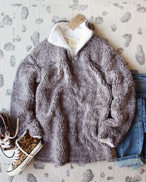 Teddy Cozy Pullover in Gray: Featured Product Image