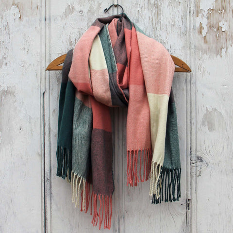 The Lodge Plaid Scarf in Peach