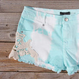 Tie Dye & Lace Shorts in Mint: Alternate View #2