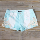 Tie Dye & Lace Shorts in Mint: Alternate View #1