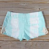 Tie Dye & Lace Shorts in Mint: Alternate View #3