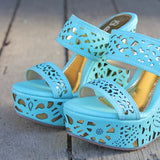 Traveling Sands Wedges in Turquoise: Alternate View #2