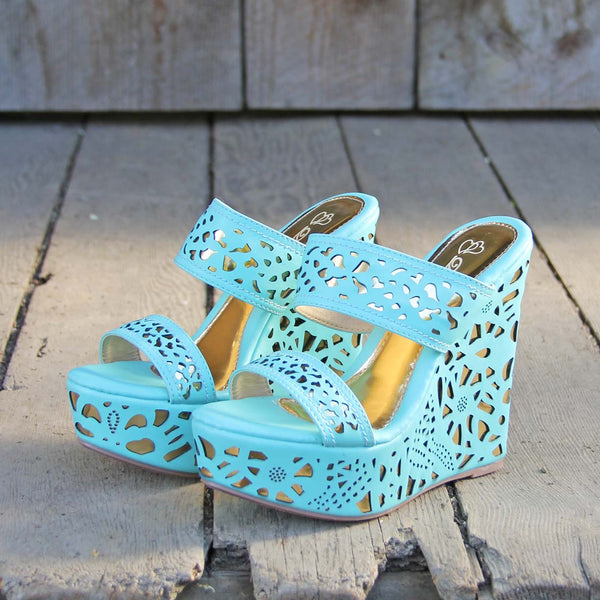 Traveling Sands Wedges in Turquoise: Featured Product Image