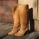 Vintage Suede Stacked Boots: Alternate View #1