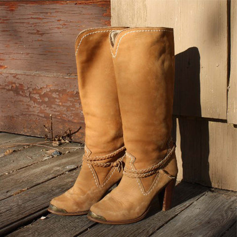 Vintage Suede Stacked Boots