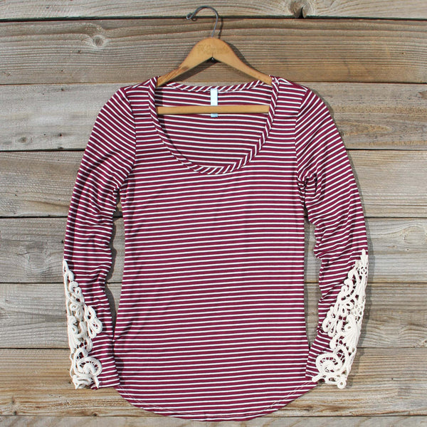 Sleepy Creek Lace Tee in Burgundy: Featured Product Image