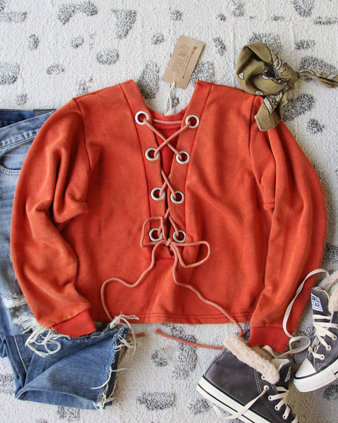 Bailey Tie Back Sweatshirt in Rust: Featured Product Image