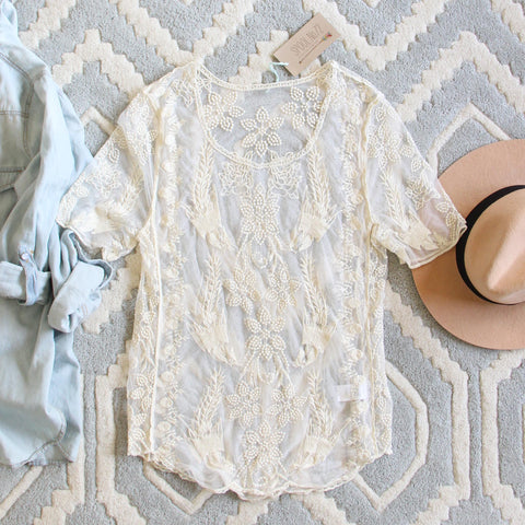 The Lace Basic Tee in Cream