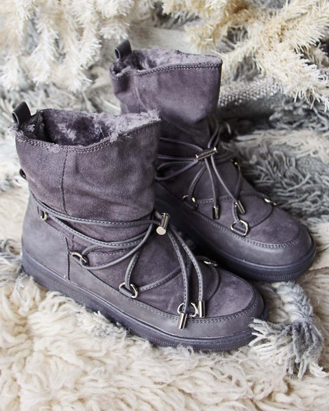 Bear Cabin Cozy Boots in Gray: Featured Product Image