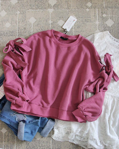 Belle Tie Sweatshirt in Pink