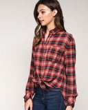 Tie Back Plaid Top in Red: Alternate View #3