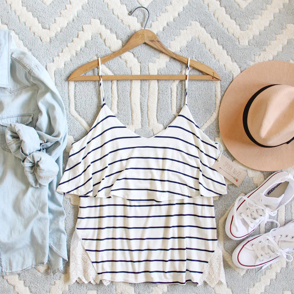 The Boyfriend Stripe Tank in Navy: Featured Product Image