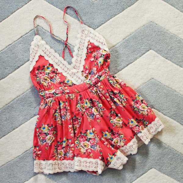 Buffalo Rose Romper in Coral: Featured Product Image