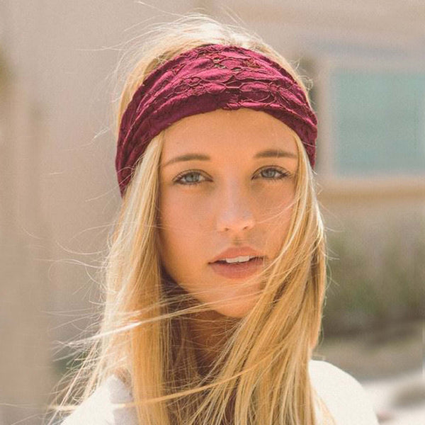 Gypsy Lace Headwrap in Burgundy: Featured Product Image