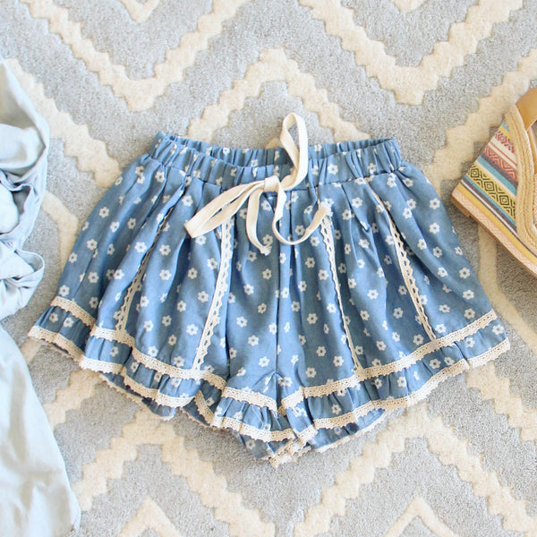 Chambray & Daisies Shorts: Featured Product Image