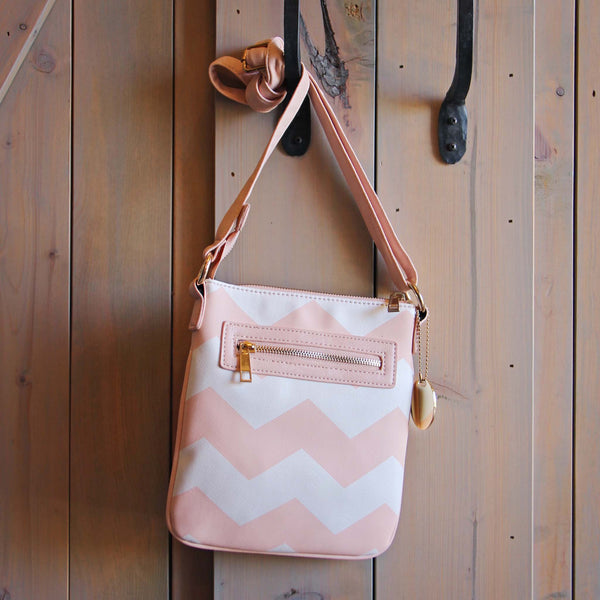 The Chevron Cross Body Tote in Pink: Featured Product Image
