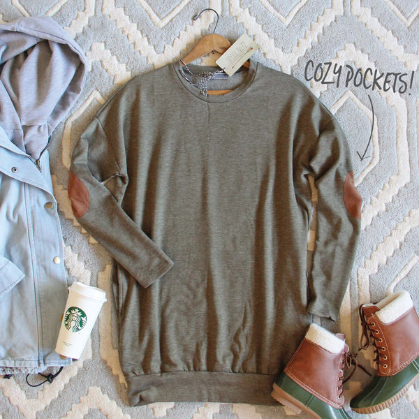 Cozy Sweatshirt Dress in Olive: Featured Product Image