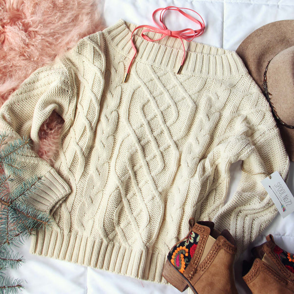 Cozy Cable Sweater in Cream: Featured Product Image