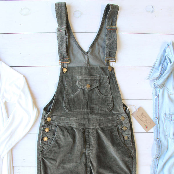 Cozy Corduroy Overalls in Sage: Featured Product Image