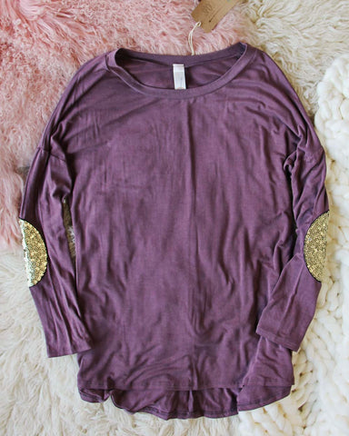 Cozy Elbow Patch Tee in Mauve
