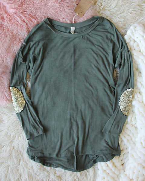 Cozy Elbow Patch Tee in Sage: Featured Product Image