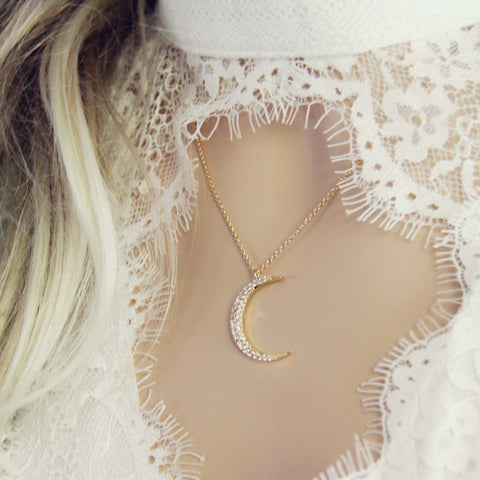 Crescent & Stone Necklace