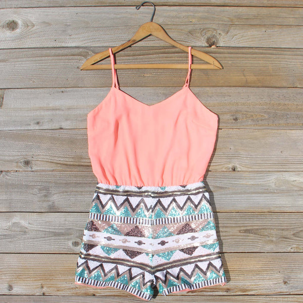 Crystal Wishes Romper in Peach: Featured Product Image