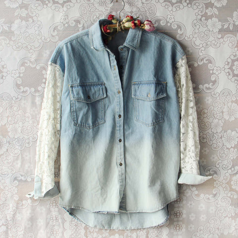 Denim & Lace Boyfriend Shirt