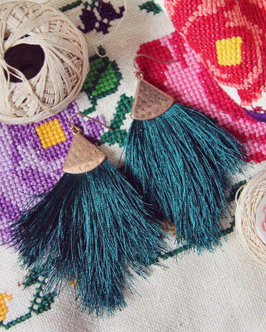 Desert Fringe Earrings in Cactus