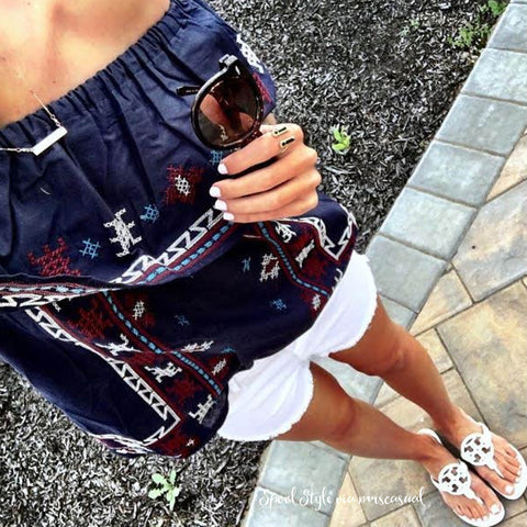 Driftwood Summer Top in Navy