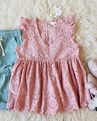 Dusty Poppy Eyelet Top