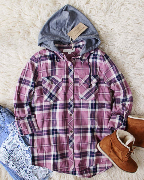 The Easton Plaid Hoodie in Mauve: Featured Product Image