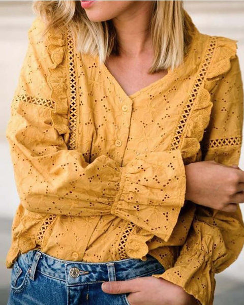 Mustard + Eyelet Love Top: Featured Product Image