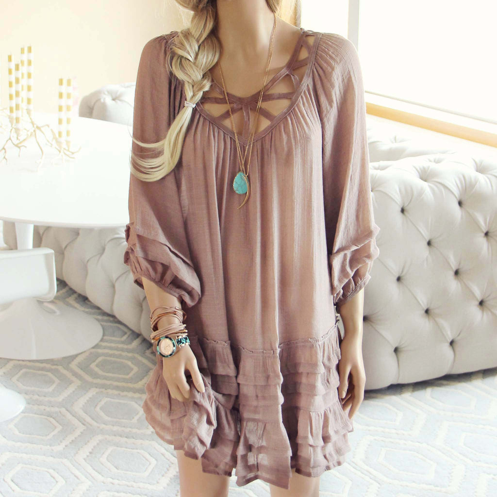 Festival Dress in Sand, Women's Bohemian Dresses from Spool 72. | Spool No.72 Festival Dress in Sand, Women's Bohemian Dresses from Spool 72. | Spool No.72