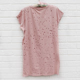 Finley Distressed Tee in Mauve: Alternate View #3