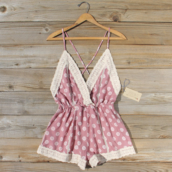 Flower Child Lace Romper in Desert: Featured Product Image
