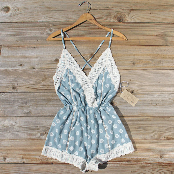 Flower Child Lace Romper in Sage: Featured Product Image