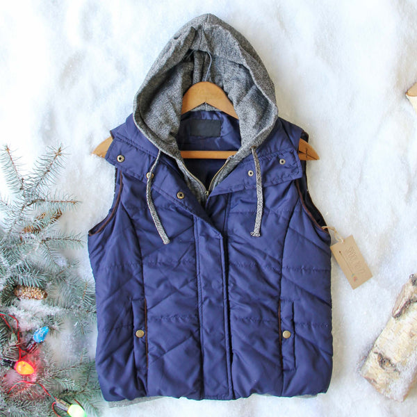 Forest Smoke Hooded Vest in Navy: Featured Product Image