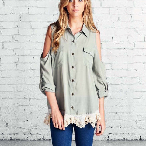 Foxly Lace Top in Sage