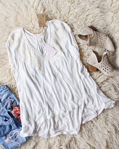 Free People Abigail Tee in White