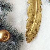 Gold Feather Ornament: Alternate View #2