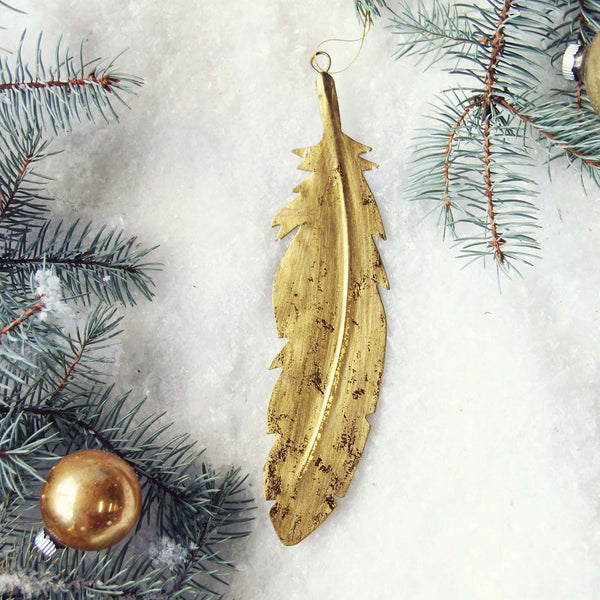 Gold Feather Ornament: Featured Product Image